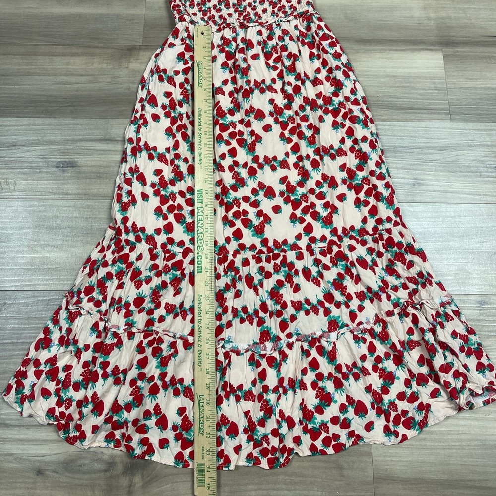 Betsey Johnson Strawberry Dress Med Smocked Prairie Country Cottagecore Granny - Picture 8 of 12